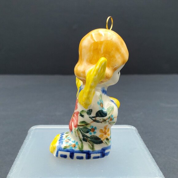 Kalich Polish Pottery Angel Ornament Kneeling Angel Christmas Tree Ornament - Picture 4 of 9